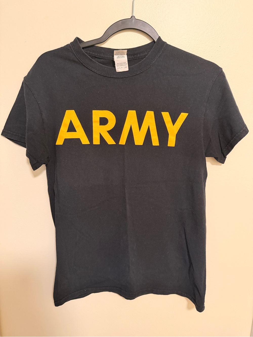 Women’s Black 'ARMY' Graphic Tee with Yellow Lettering
